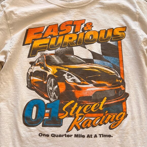 Fast & Furious 01 Streetwear Graphic White & Orange T-shirt Unisex Sz Small - Picture 2 of 6